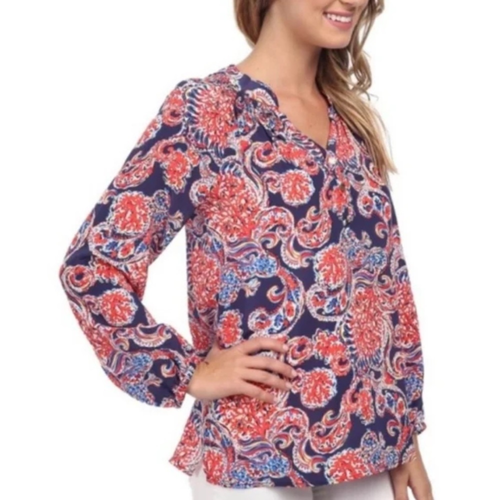 Lilly pulitzer elsa boho silk top sz M